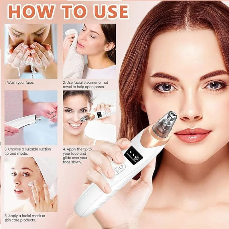 Havenly™ Professional Electric Blackhead Remover | 5-in-1 Vacuum Pore Cleaner & Acne Suction Machine | USB Rechargeable Skin Exfoliating Tool - HAVENLY