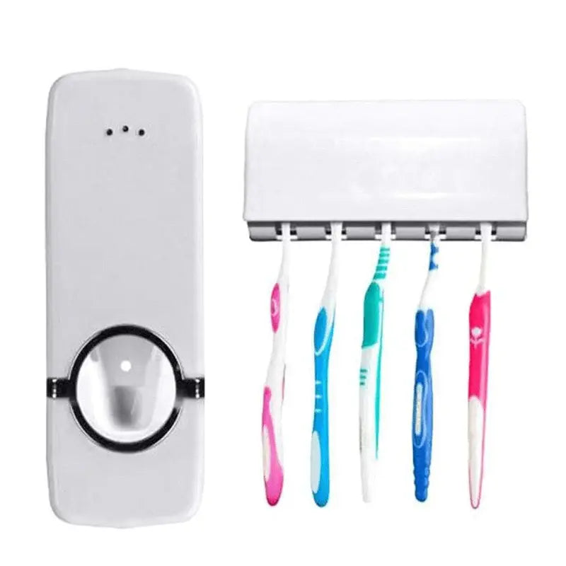 Havenly™ 2-in-1 Automatic Toothpaste Dispenser & Wall-Mounted 5-Brush Holder Set | Hygienic & Space-Saving Bathroom Organizer - HAVENLY