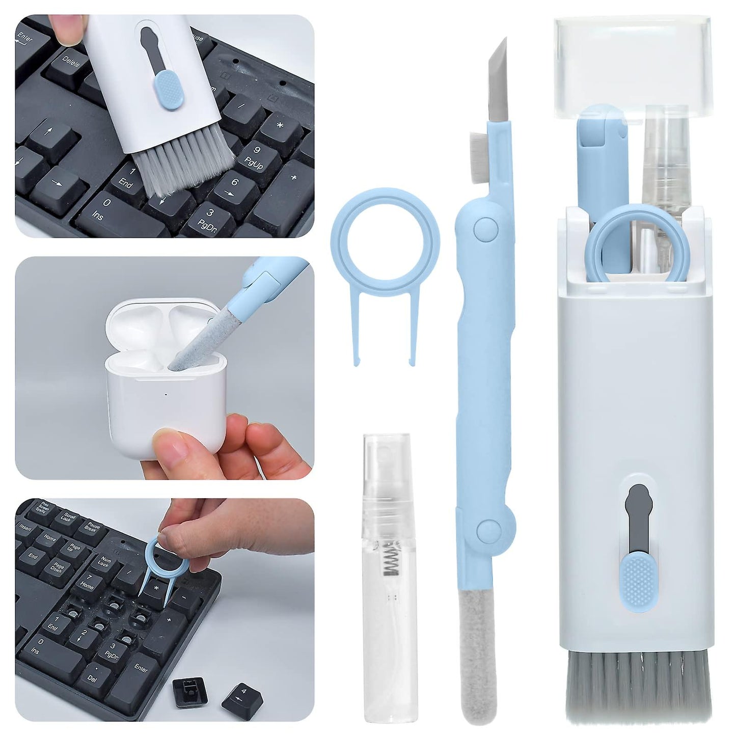 Havenly™ 7-in-1 Professional Electronics Cleaning Kit | Multi-Function Keyboard Brush & Earphone Cleaning Pen | Portable Screen Cleaner Tool Set for Laptops, AirPods & Smartphones - HAVENLY
