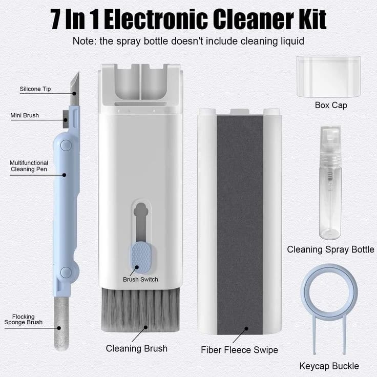 Havenly™ 7-in-1 Professional Electronics Cleaning Kit | Multi-Function Keyboard Brush & Earphone Cleaning Pen | Portable Screen Cleaner Tool Set for Laptops, AirPods & Smartphones - HAVENLY