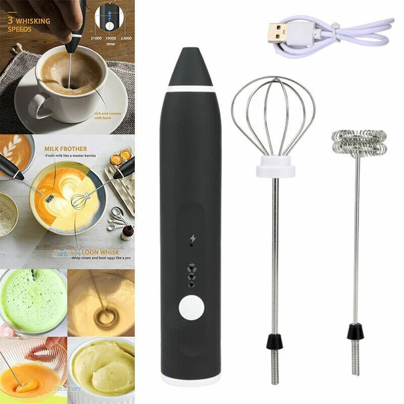 Havenly™ 2-in-1 Rechargeable Electric Coffee Beater & Milk Frother | Professional Handheld Whisk & Egg Beater | 3-Speed Adjustable Mixer for Cappuccino, Latte & Hot Chocolate - HAVENLY