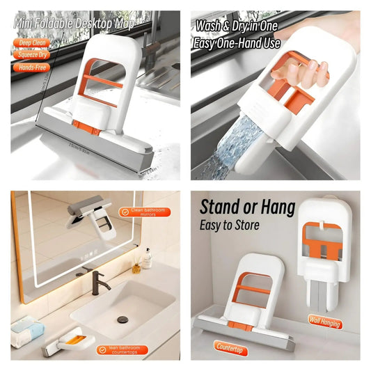 Havenly™ 3-in-1 Mini Foldable Desktop Mop |Kitchen Cleaning Mop | Portable Hands-Free Squeeze Mop for Kitchen, Bathroom, and Car Windows - HAVENLY