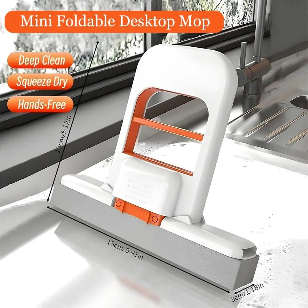Havenly™ 3-in-1 Mini Foldable Desktop Mop |Kitchen Cleaning Mop | Portable Hands-Free Squeeze Mop for Kitchen, Bathroom, and Car Windows - HAVENLY