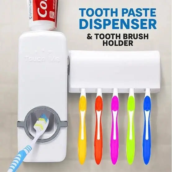 Havenly™ 2-in-1 Automatic Toothpaste Dispenser & Wall-Mounted 5-Brush Holder Set | Hygienic & Space-Saving Bathroom Organizer - HAVENLY