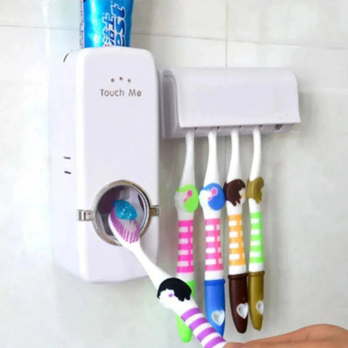 Havenly™ 2-in-1 Automatic Toothpaste Dispenser & Wall-Mounted 5-Brush Holder Set | Hygienic & Space-Saving Bathroom Organizer - HAVENLY