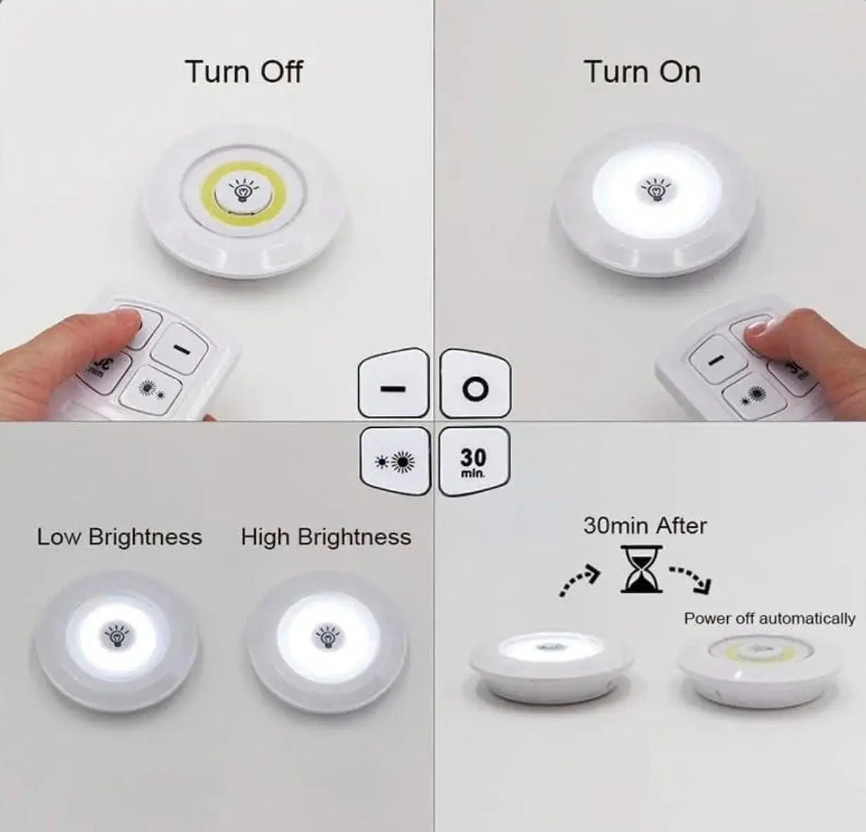 Havenly™ Smart Halo Puck Lights – Wireless, Remote Controlled & Dimmable (Set of 3/6) - HAVENLY