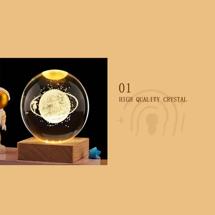 Havenly™ 3D Laser-Engraved Solar System Crystal Orb ,3D laser engraved crystal - HAVENLY