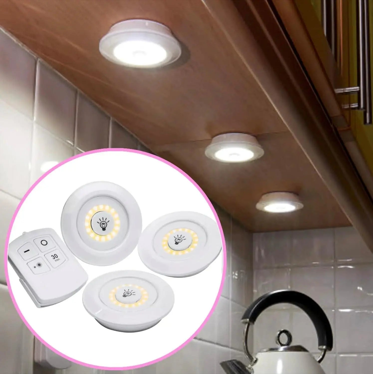 Havenly™ Smart Halo Puck Lights – Wireless, Remote Controlled & Dimmable (Set of 3/6) - HAVENLY