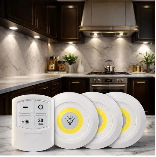 Havenly™ Smart Halo Puck Lights – Wireless, Remote Controlled & Dimmable (Set of 3/6) - HAVENLY