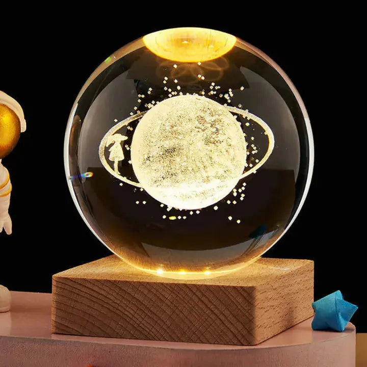 Havenly™ 3D Laser-Engraved Solar System Crystal Orb ,3D laser engraved crystal - HAVENLY
